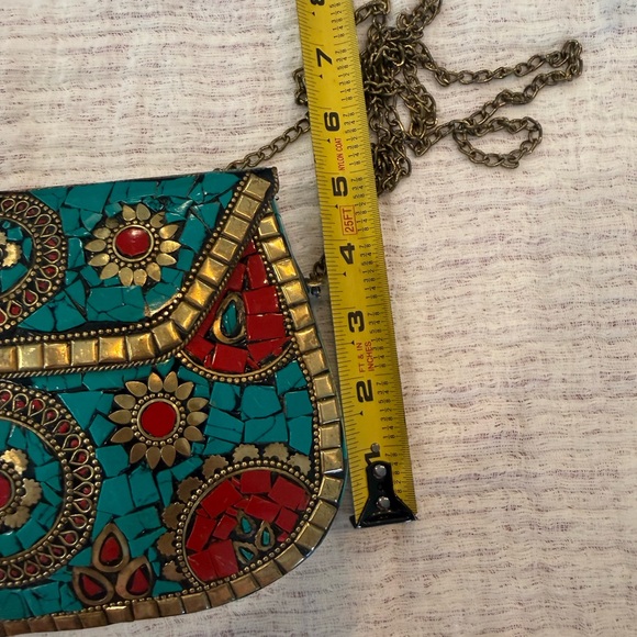 Antik Kraft Turquoise and Red Mosaic Clutch - Picture 11 of 12